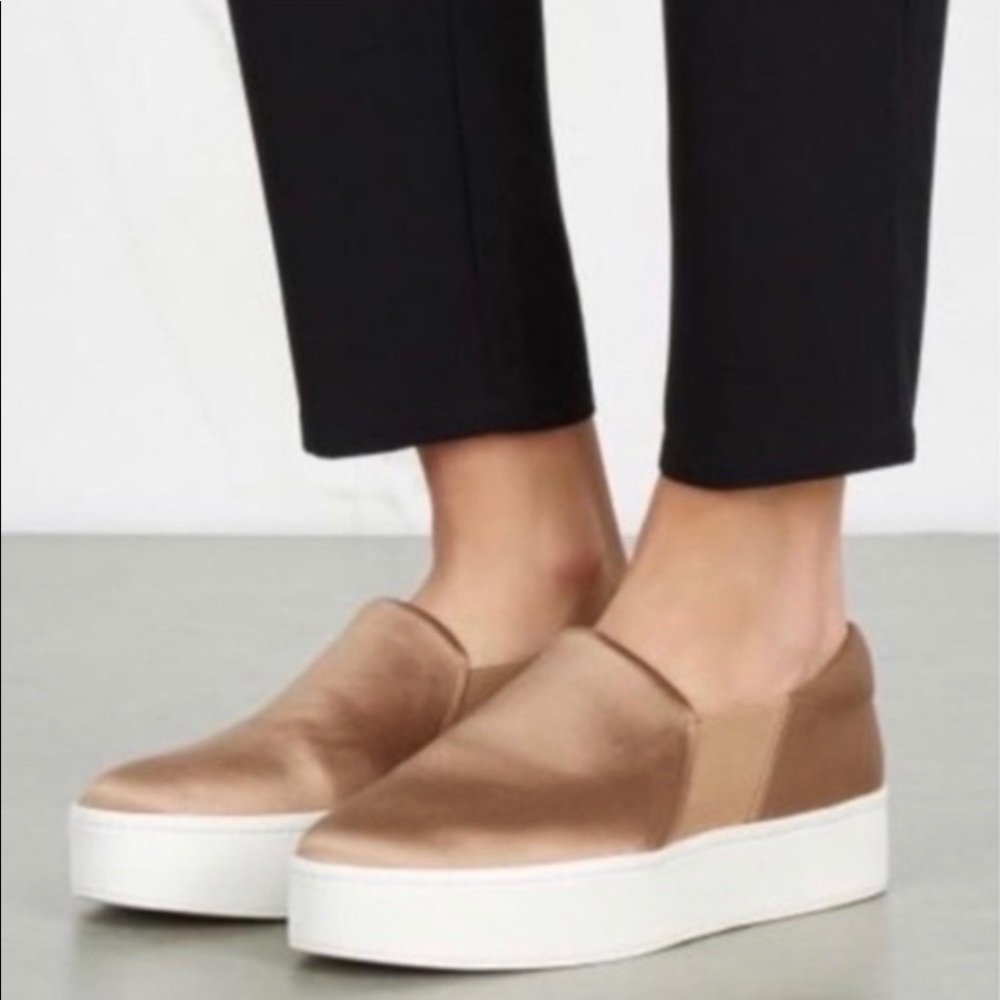 Vince Gold Satin Platform Sneakers